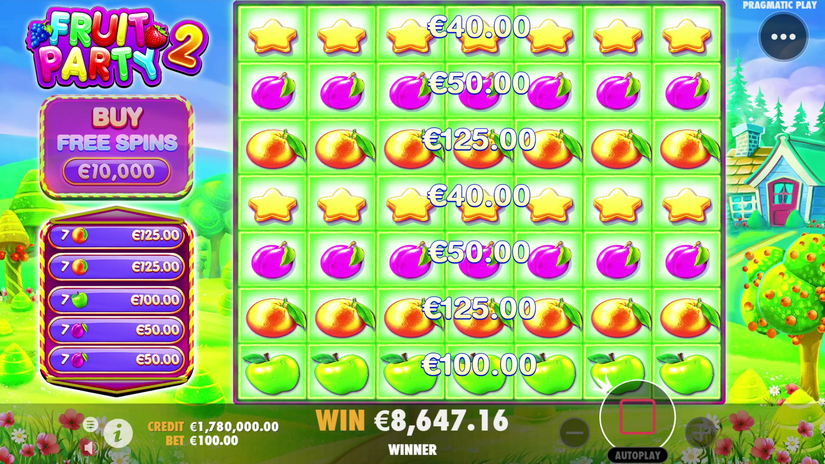 Fruit Party 2 slot gameplay
